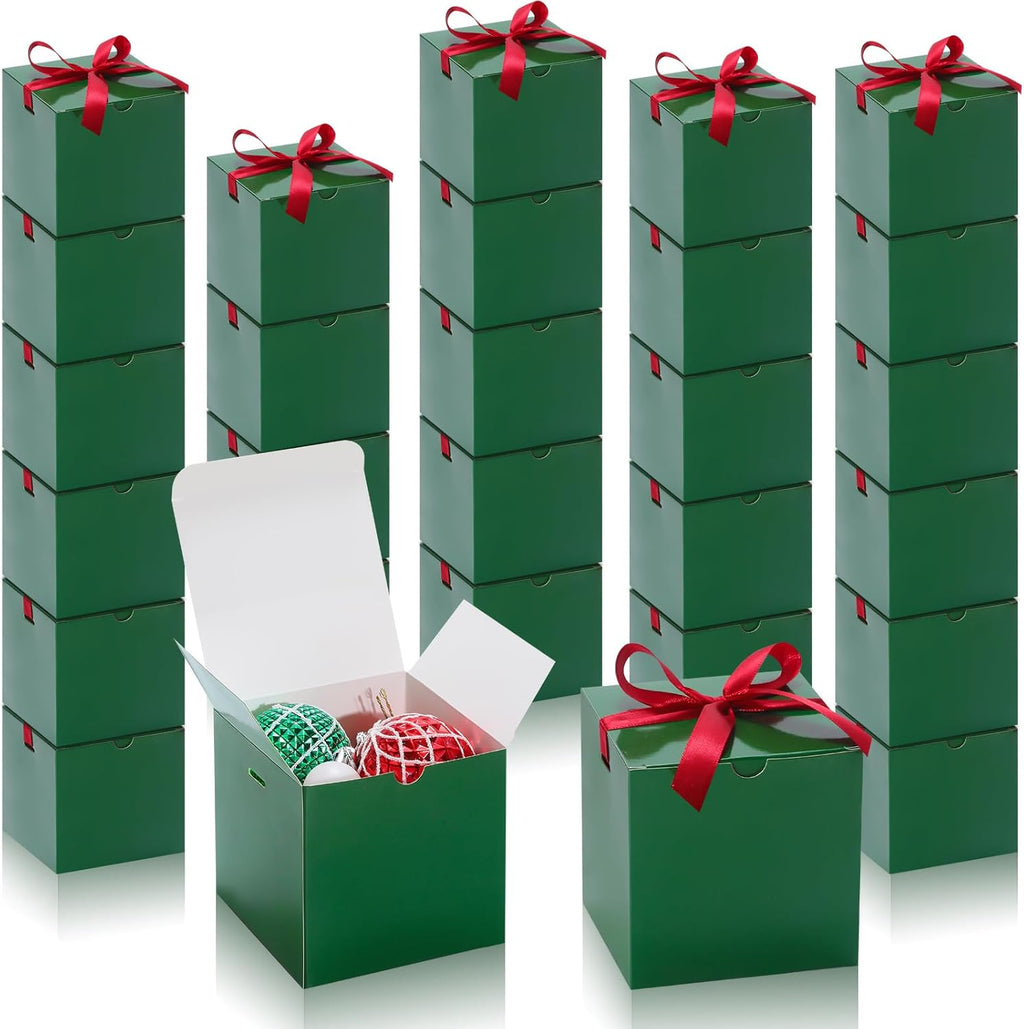 60 Pcs Small Gift Boxes, 3x3x3 in Kraft Paper Gift Box with Ribbons