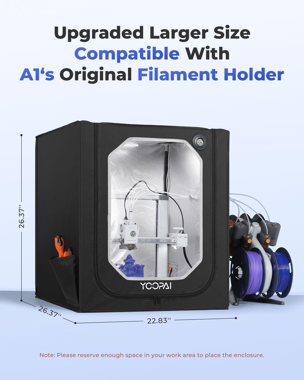 3D Printer Enclosure for Bambu Lab A1 / A1 Combo with LED
