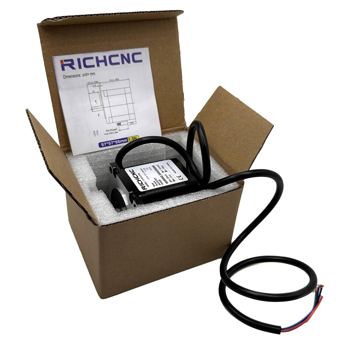 RICHCNC Nema 23 CNC Stepper Motor 184oz.in/1.3Nm Bipolar 3.0A CNC Mill Lathe Router 57x57x56mm