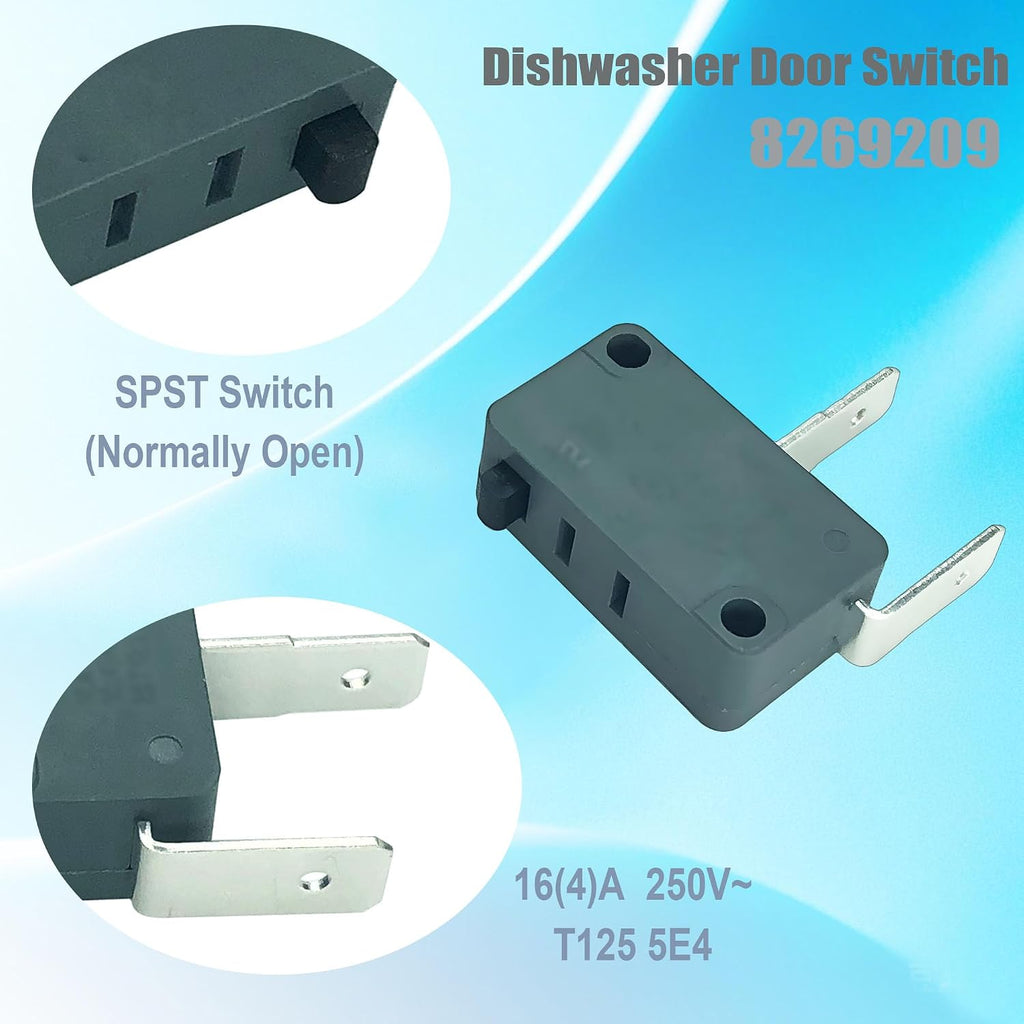 DTAIR 8269209 Dishwasher Door Switch with Screws Replacement for Whirlpool Dishwasher WP8269209 WP3400412 AH393148 PS11745501(Set of 2)