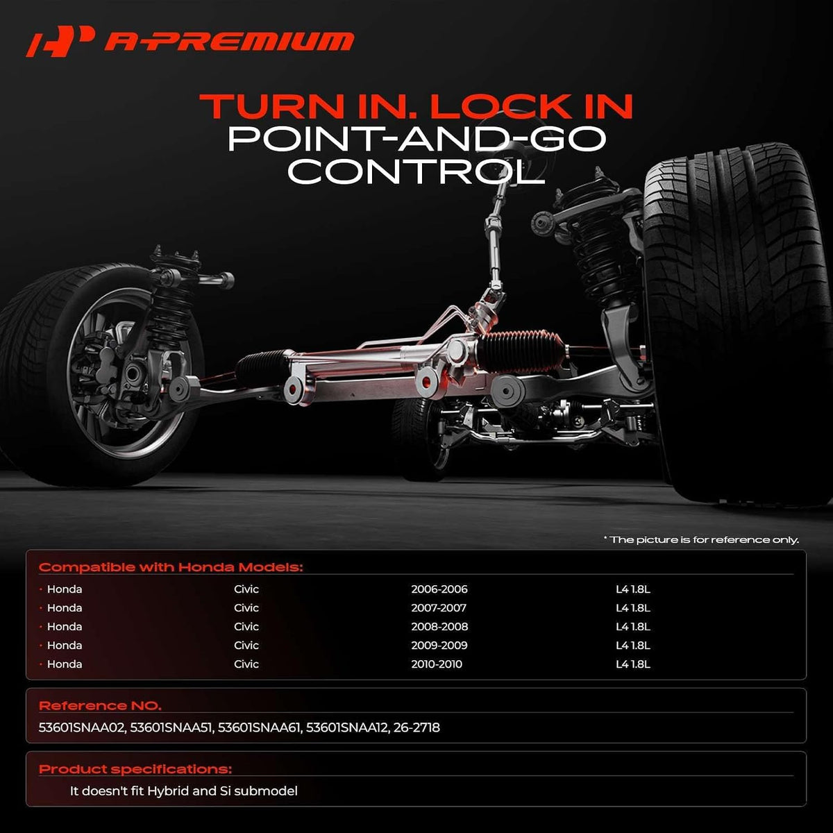 A-Premium Power Steering Rack and Pinion Assembly Compatible with Honda