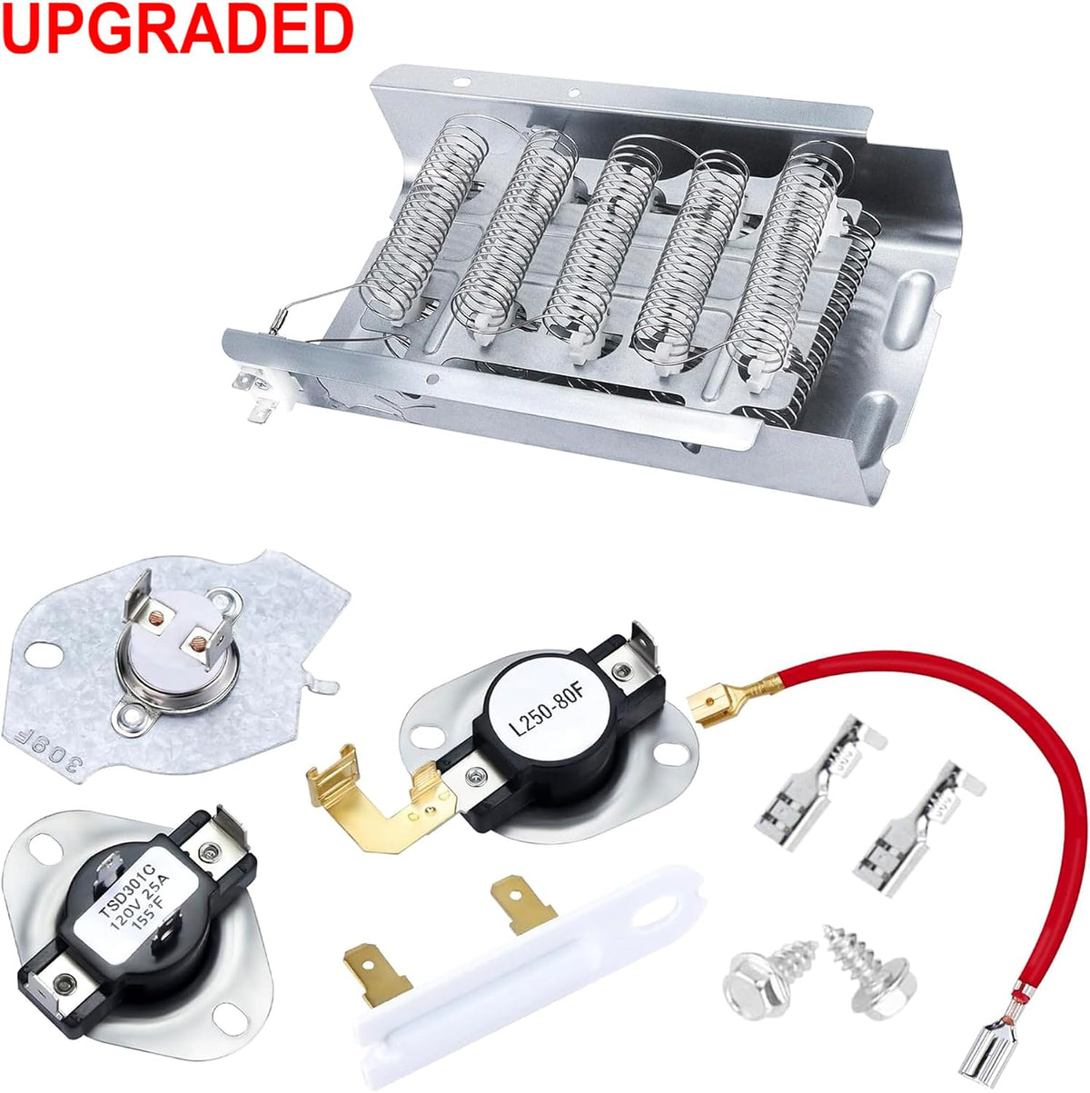 Upgraded Dryer Heating Element Replacement for Maytag MED5870TW0 MED5870TW1 MED6200KW0 MED6600TQ0 MEDB755DW0 MEDB755DW1 MEDC100YQ0 MEDC200XW0 MEDC200XW1 MEDC200XW2 MEDC200XW3 MEDC215EW0 MEDC215EW1