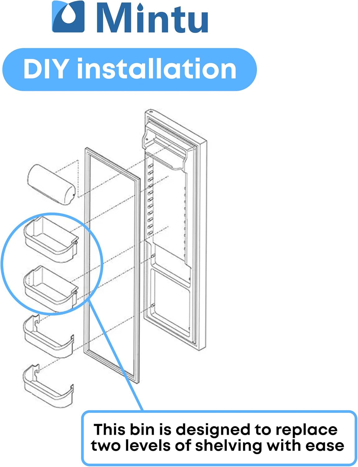 Mintu Door Bin Replacement For Frigidaire LFSS2612TE4 FFSS2615TD0 DGUS2645LF6A FGHS2655PF5A LFUS2613LF0 FRS6LF7JS3 FRS6HR5HB6 FGHS2655PF2 FGUS2632LP2 LGHX2636TF5 FRS26KF6EMB Refrigerator