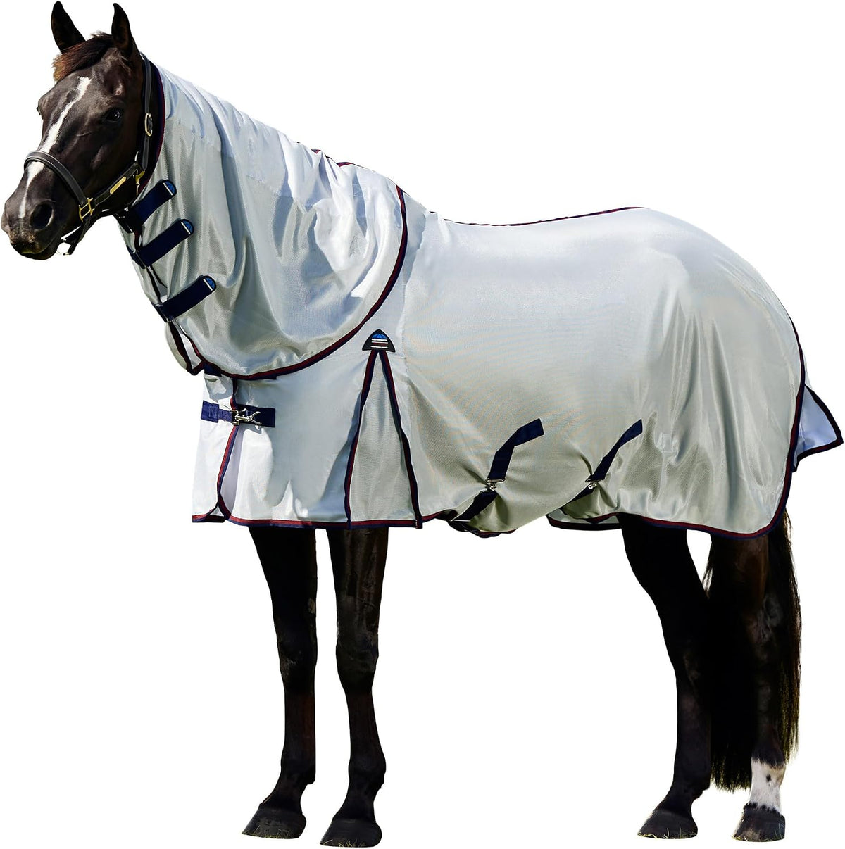 ComFiTec Airflow Fly Sheet Detach-A-Neck, Grey/Navy/Burgundy, 78"