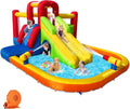 Inflatable Water Slide Bounce House for Kids, 12-In-1 Water Park with Splash Pool, Double Cannons, 2 Climbing Walls