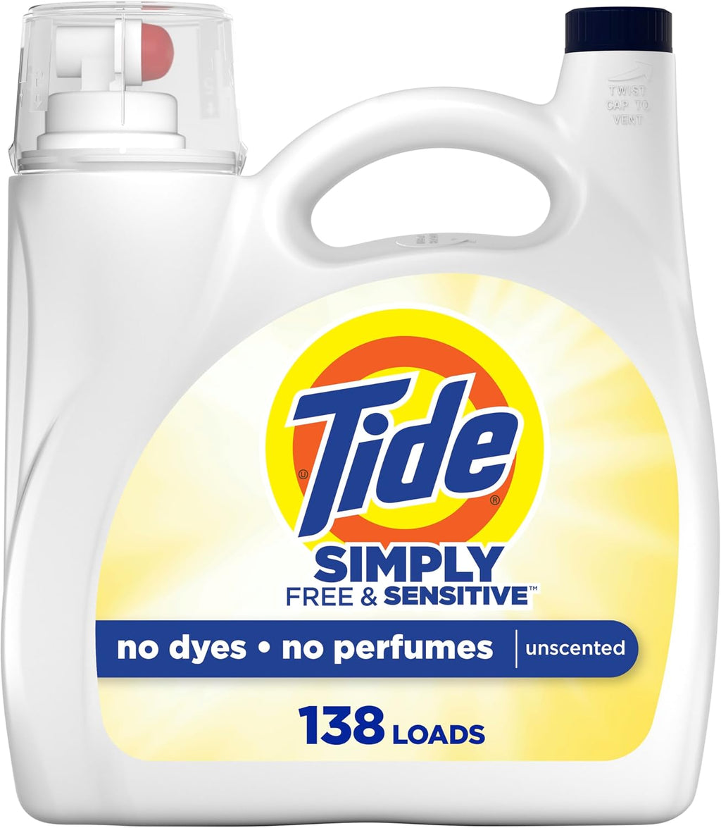 Simply Liquid Laundry Detergent, Free & Sensitive, 138 Loads, 173 fl oz