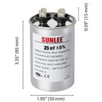 SUNLEE UL Recognized Single Run 35 uF (35 MFD) 370/440 VAC CBB65 Capacitor, 50/60 Hz, Reliable Replacement for AC Condenser Fan Motor, Heat Pump or Pool Pump
