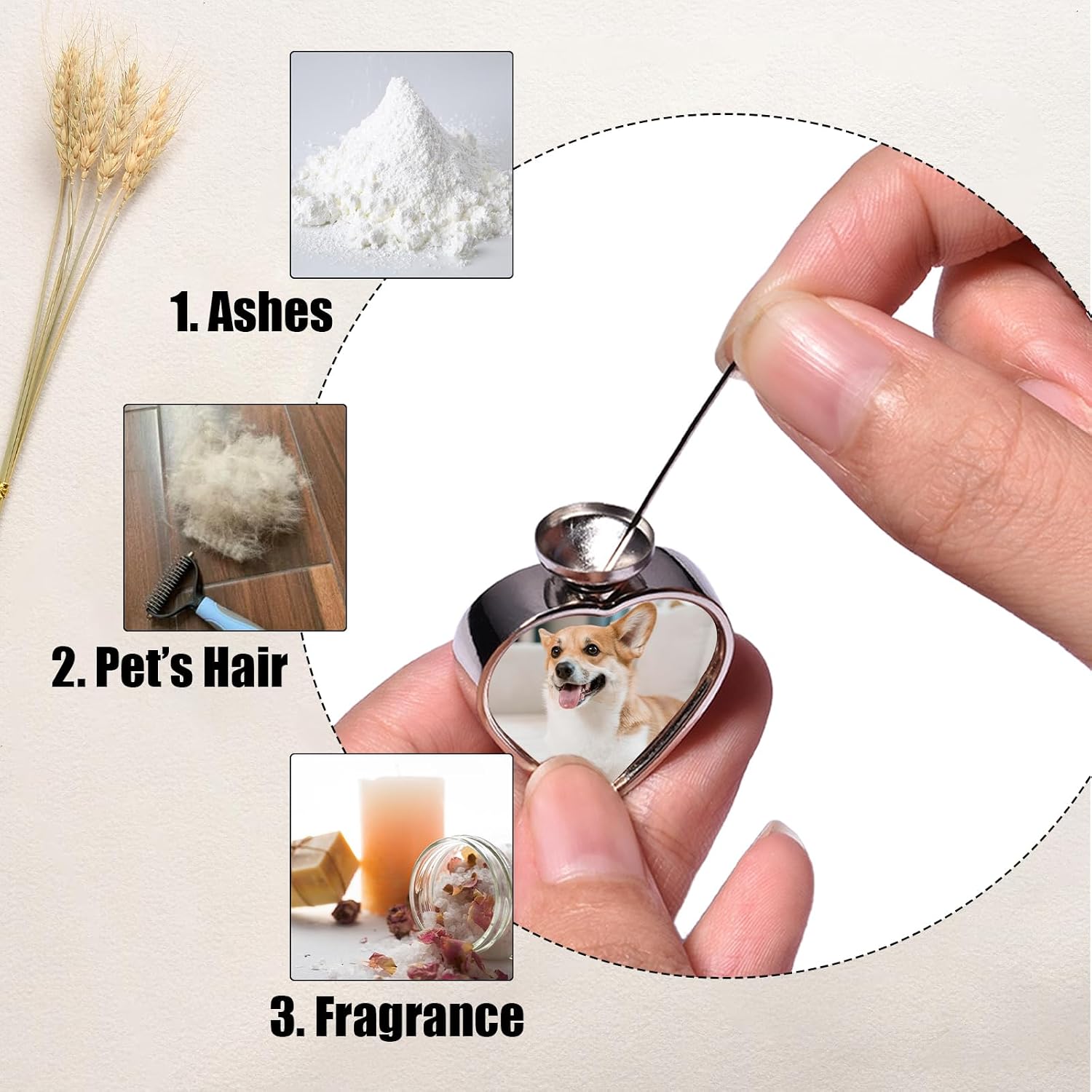 Personalized Pet Urn Necklace with Photo Text for Dog Ashes
