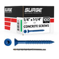 1/4" x 1-1/4" Flat Head Blue Concrete Screws with Drill Bit (Box of 100) | 1-1/4 Inch Star Torx Drive Masonry Screws