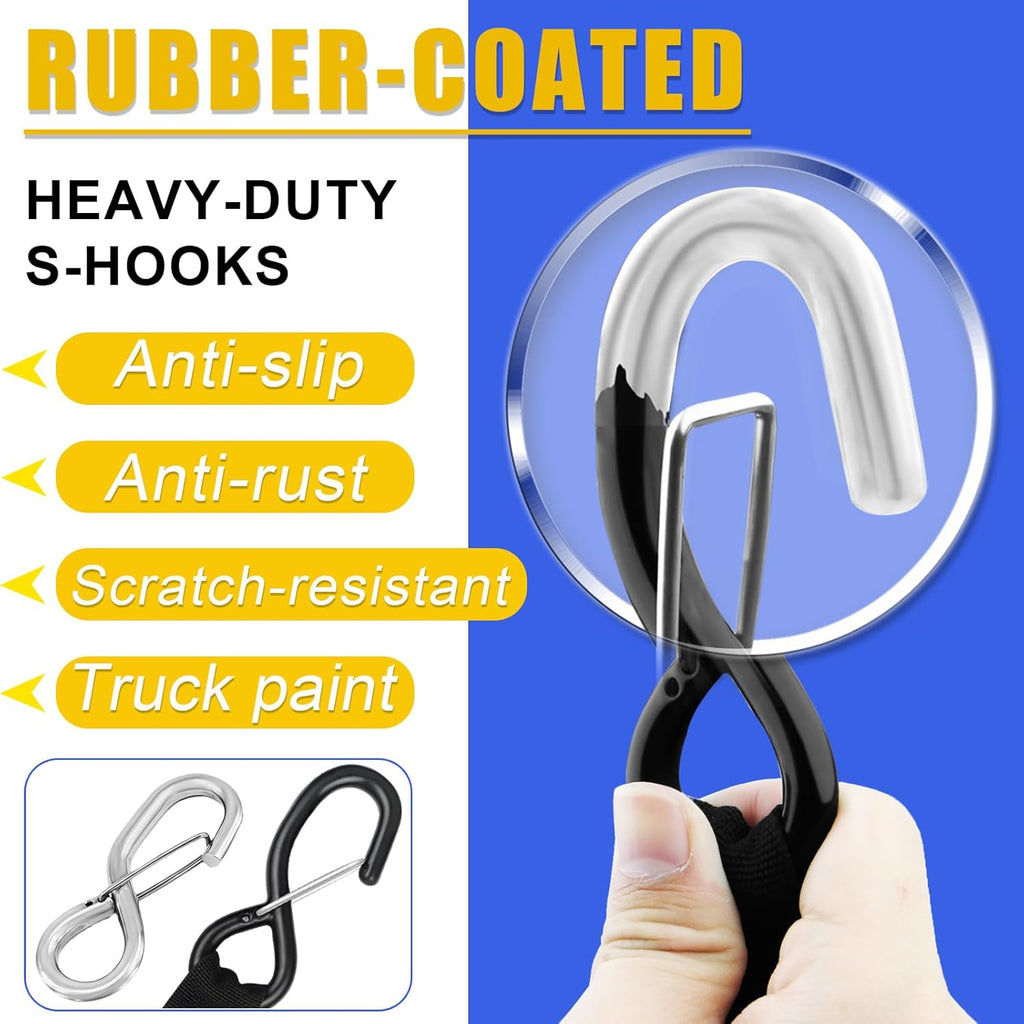 Kayak Tie Down Straps Kit – Bow & Stern Loops, Heavy Duty Ratchet Straps