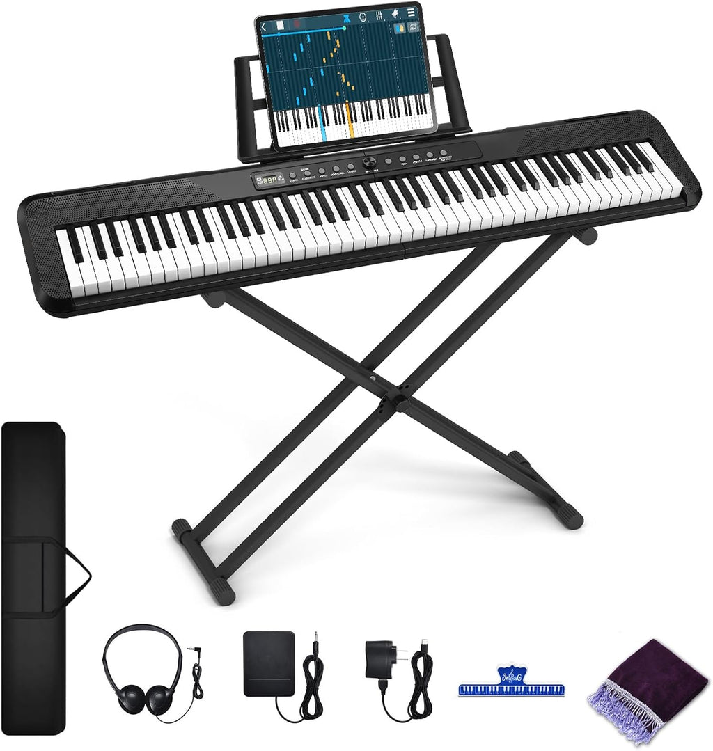 88 Key Piano Keyboard, Electric Digital Piano with Semi Weighted Keys, Keyboard Piano with Sustain Pedal, Power
