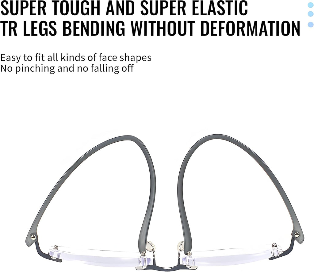 2 Pack Reading Glasses Blue Light Reading Glasses men's reading glasses for women Frameless Computer Reading Glasses