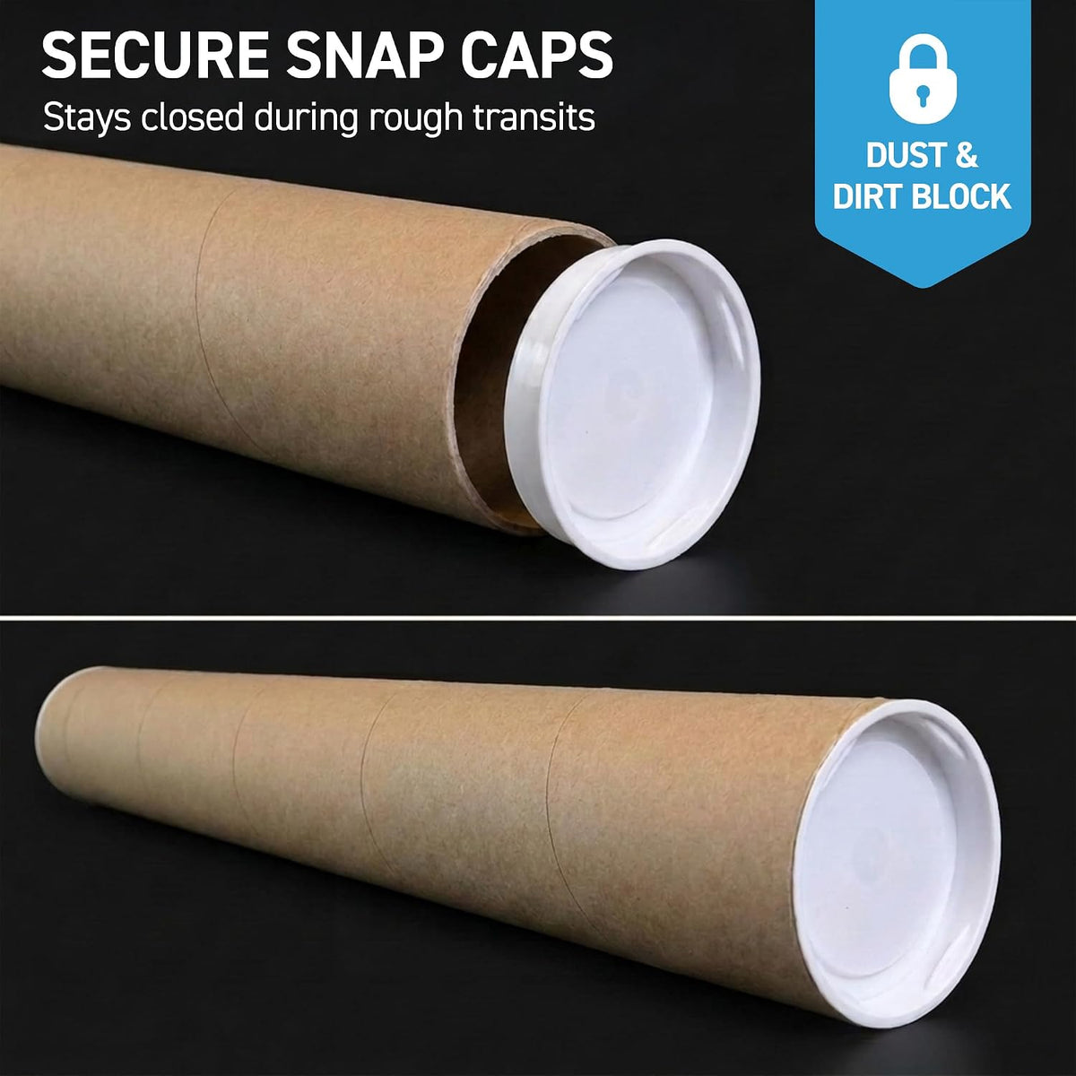 2.5 x 36 Inch Kraft Mailing Tubes with End Cap - 6 Pack