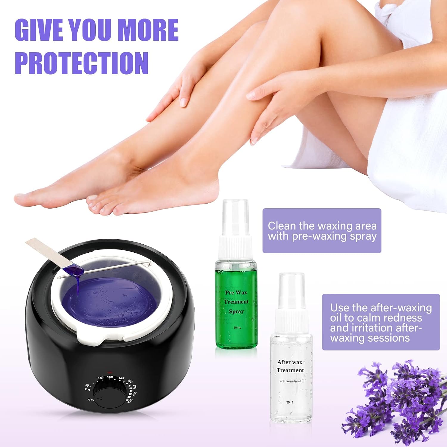 Waxing Kit - Wax Warmer for Hair Removal, Hard Wax Kit with 14oz 5 Bags Hard Wax Beans for Full Body, Legs, Face
