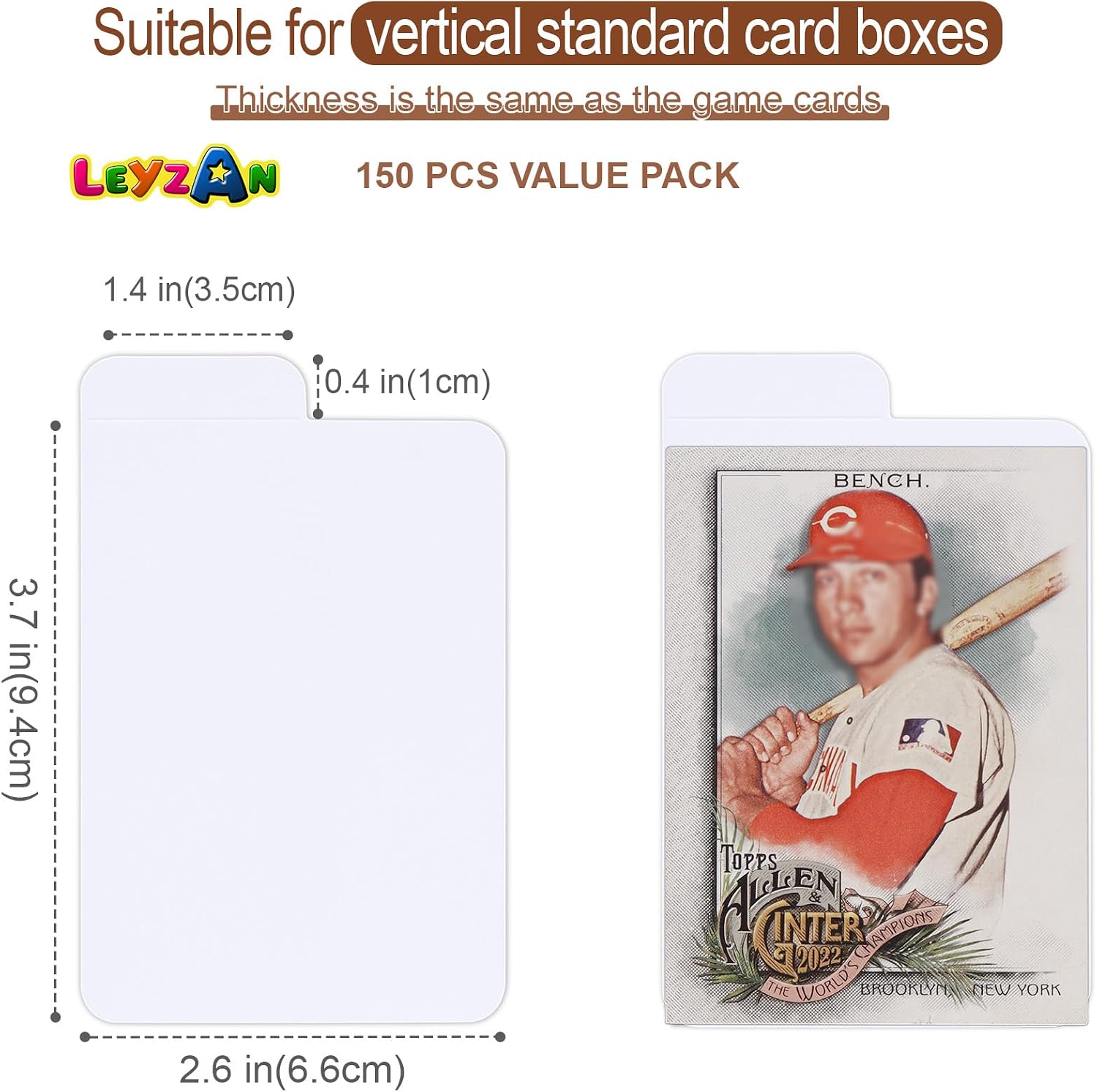 Trading Card Dividers, 150-Pack Paper Card Divider for Storage Boxes | Vertical Dividers Card for TCG, MTG, Baseball