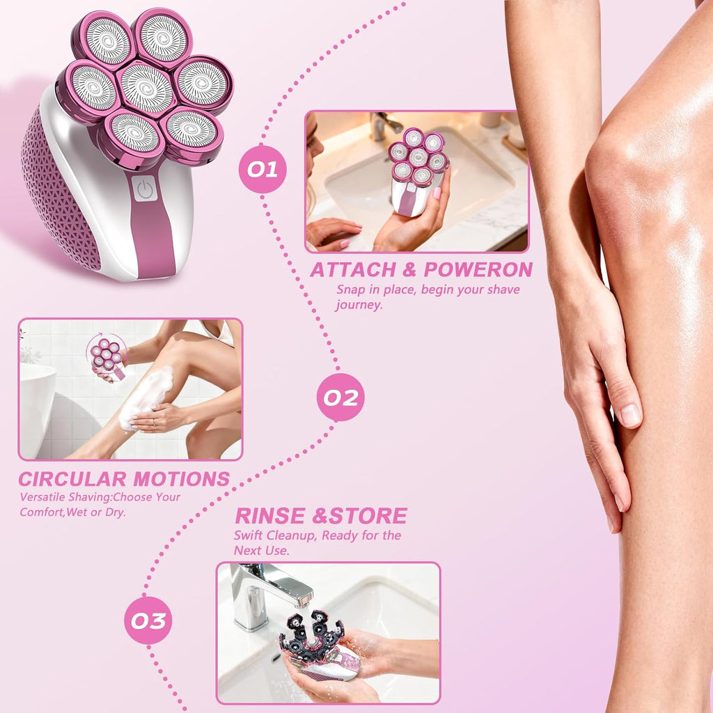 Electric Razors for Women, 7D Shavers for Women with LED Display, Rechargeable Waterproof Electric Shaver