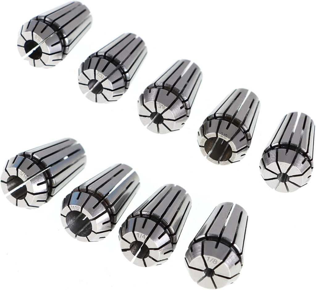 ALL-CARB 9Pcs ER16 Spring Collet Set 1/8-3/8 Inch Good Elasticity