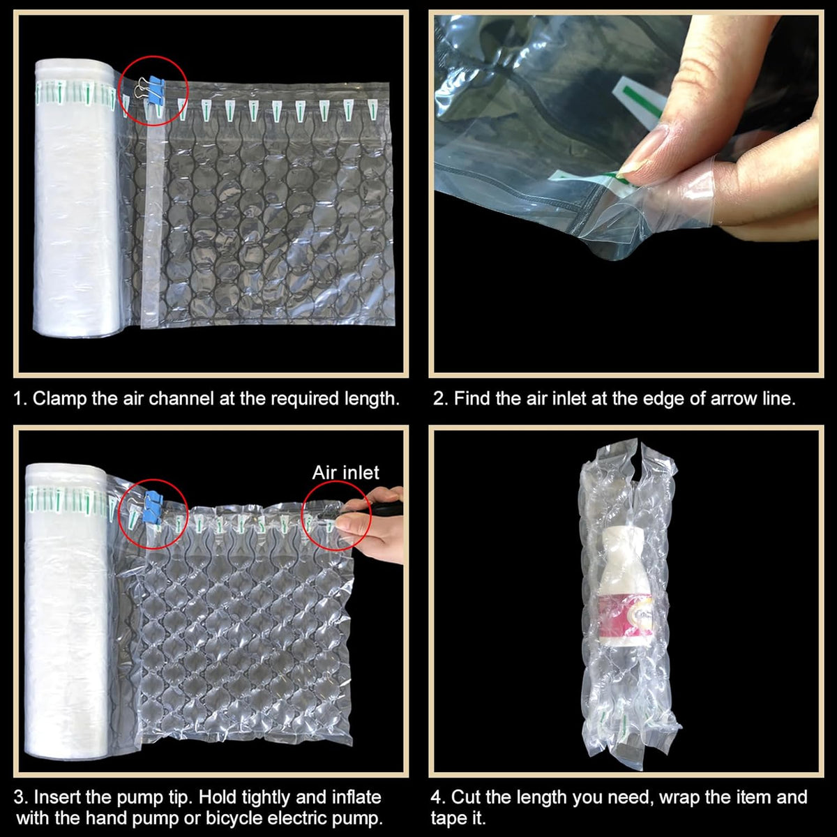 Inflatable Bubble Cushioning Wrap Roll Heavy Duty Bottle Shipper Protector Sleeve 12"x164' Large Size Air Bubbles
