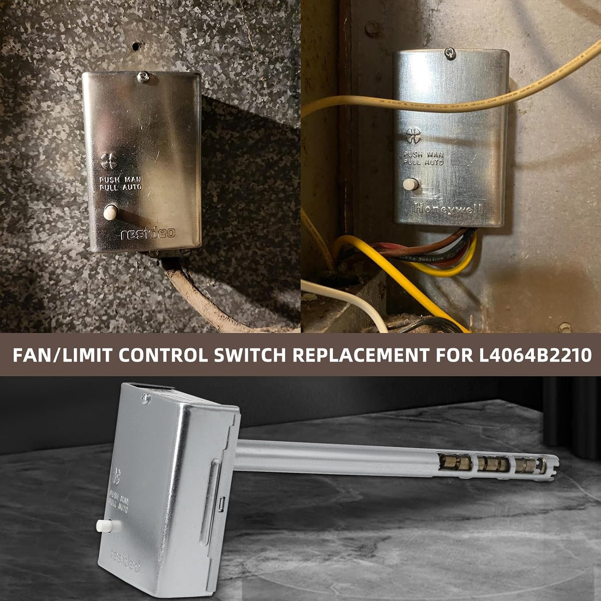 L4064B2210 Combination Fan & Limit Control Switch, Furnace 11" Replacement Combination Fan Limit Switch