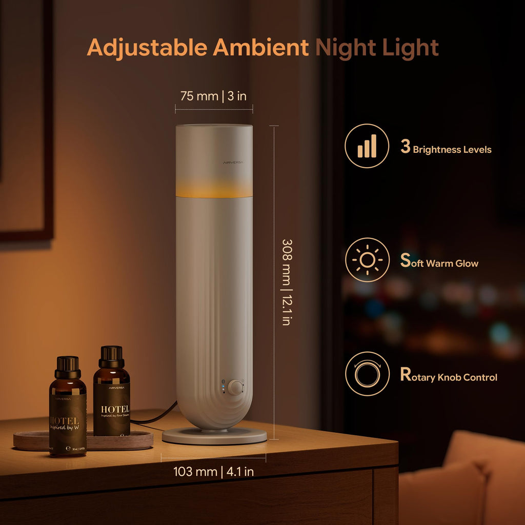 U1 Smart Hotel Waterless Diffuser with 100mL Oils Kit, Beige Gray
