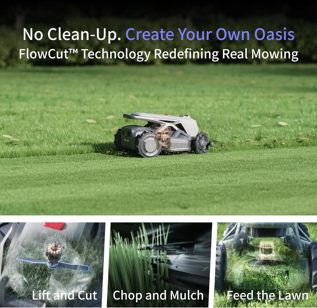 TRON AI Robot Lawn Mower with Wire-Free RTK Navigation, Robotic Lawn Mower for Large Yards, Dual Hub Motors for 65%