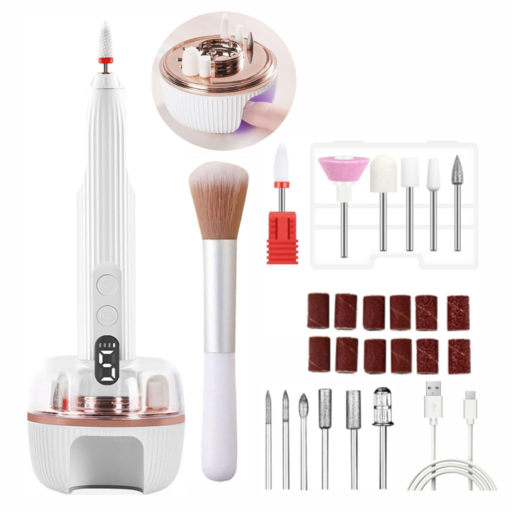 Nail Drill, Electric Nail File Professional - Nail Filer with U V Lamp for Acrylic Gel Nails, Cordless Nail Drill