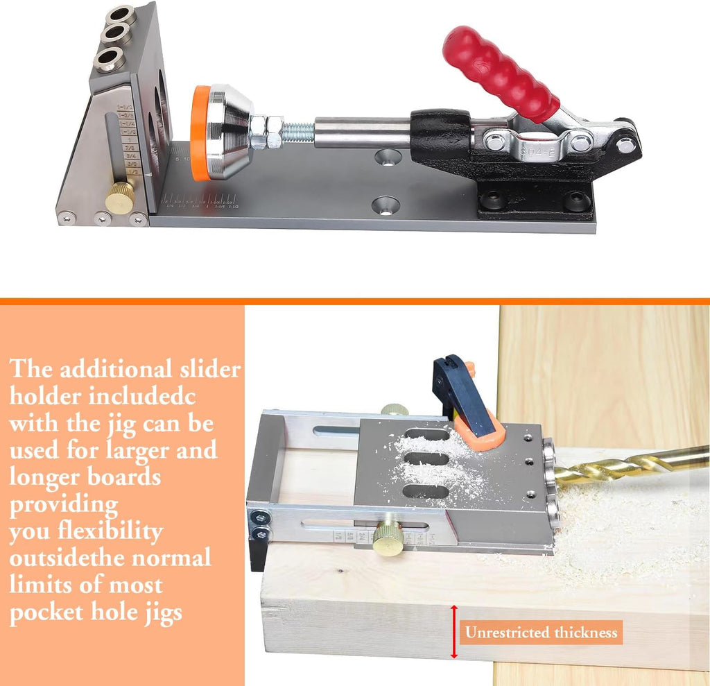 pocket hole jig Kit,Professional Woodworking Dowel Jig Kit,Upgraded All-Metal Pocket Screw Jig for Carpentry Joinery