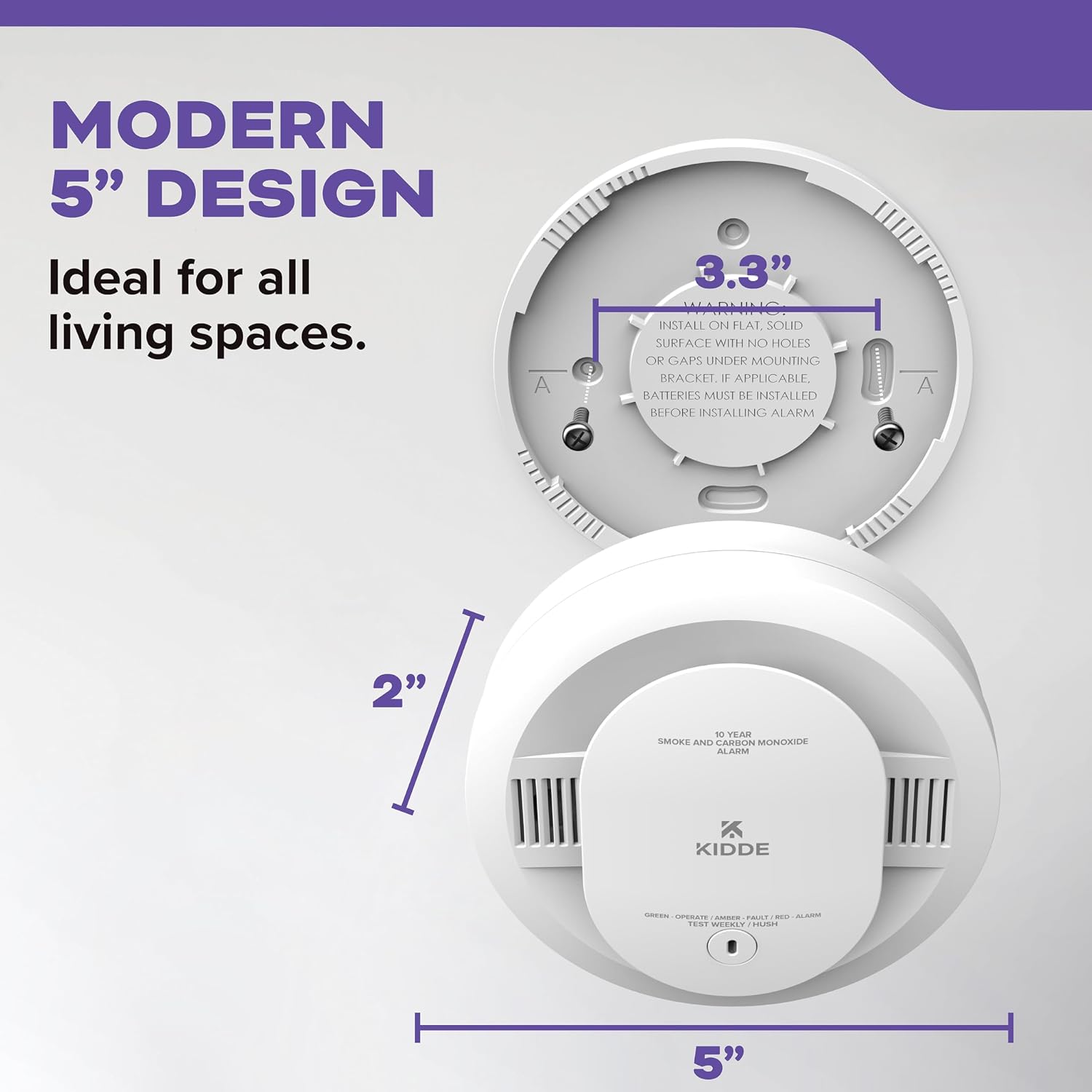 Smoke & Carbon Monoxide Detector, 10-Year Battery Powered, Voice Alerts, LED Warning Light Indicators, 2 Pack