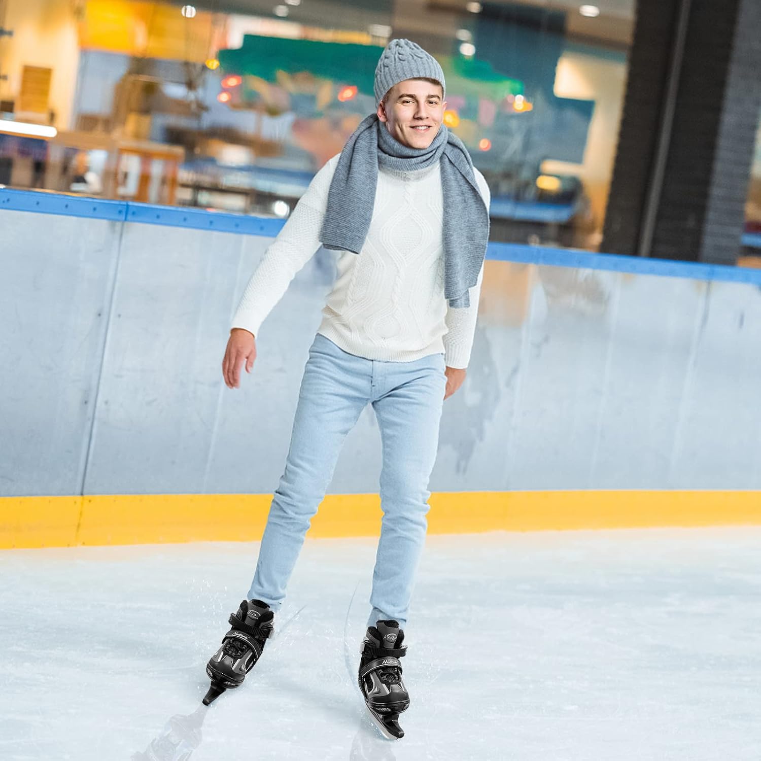 Ice Skates for Kids, Boys and Girls, Hockey Lace-Up Adjustable Skates Soft Padding and Reinforced Ankle Support for