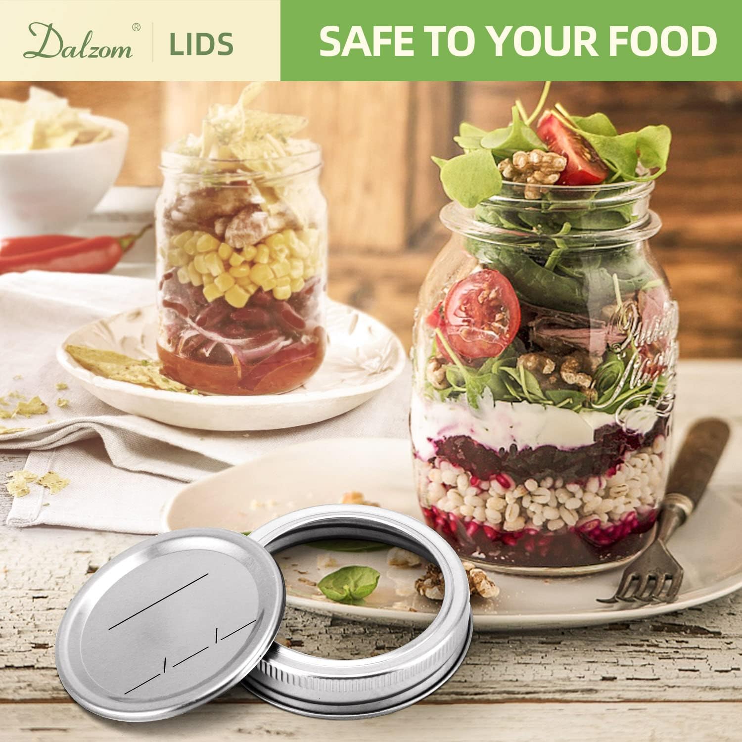 24Pcs Canning Lids with 24Pcs Rings Regular Mouth, Premium Mason Jar Lids with Bands/Rings for Ball, Kerr Jars - Food