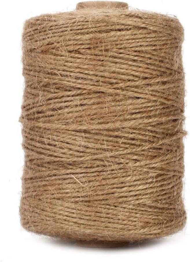Natural Jute Twine, 500ft 2mm Brown Craft String Roll