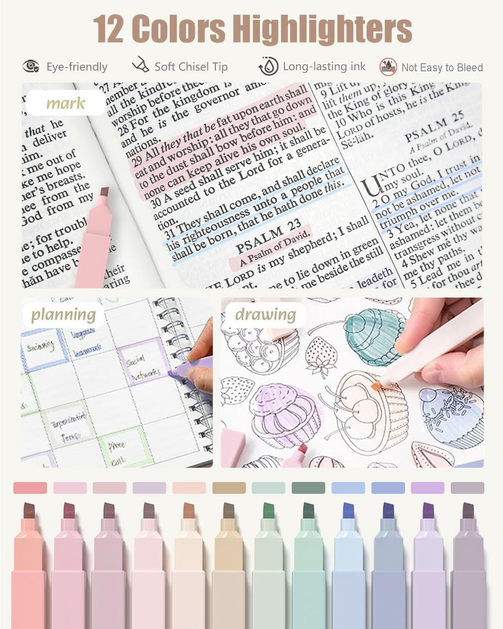 School Supplies with Cute Pen Case, 39ct, Cream | Back to School Stationery Set, Essentials for College & Nursing