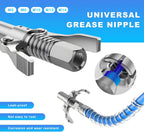 Grease Gun Coupler, Double Handles Quick Release Grease Nozzle Joint Fittings with 6 Thickened Jaws, 12000 PSI High Pressure Coupler Tips for 1/8" NPT All Lubricating Guns