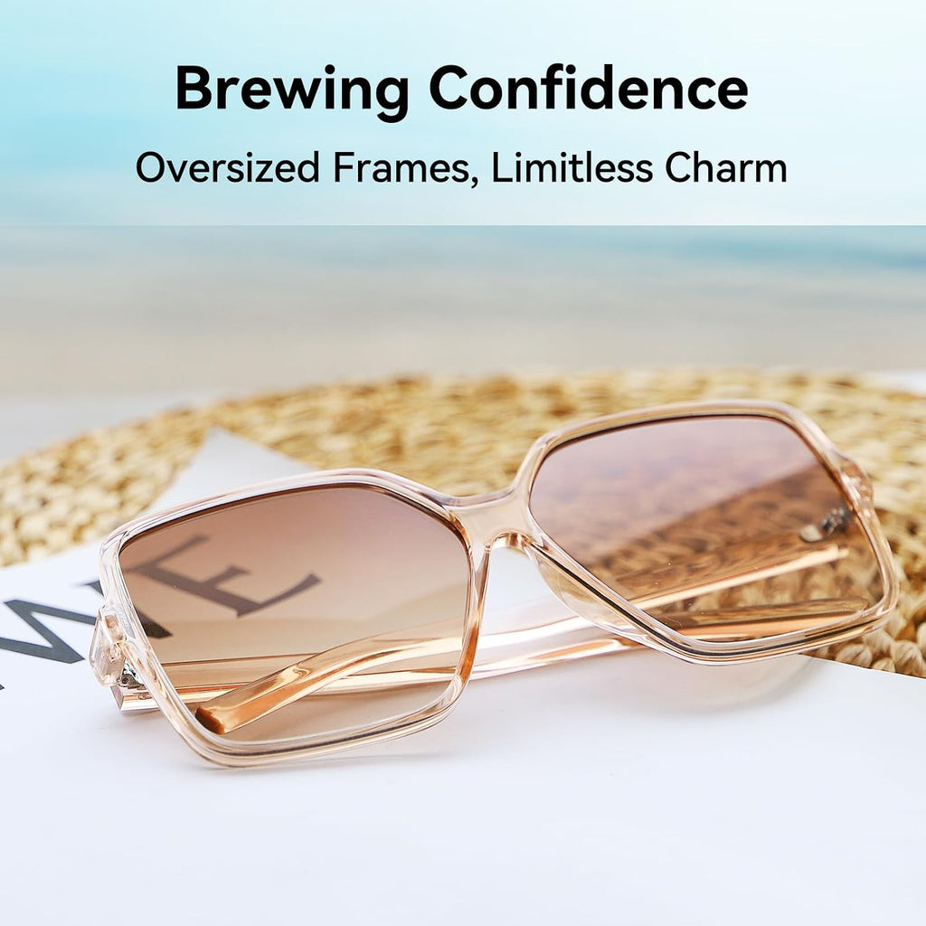 Oversized Square Sunglasses for Women Big Large Wide Trendy Shades | UV400 Protection Extra Huge Black Fashion Sun