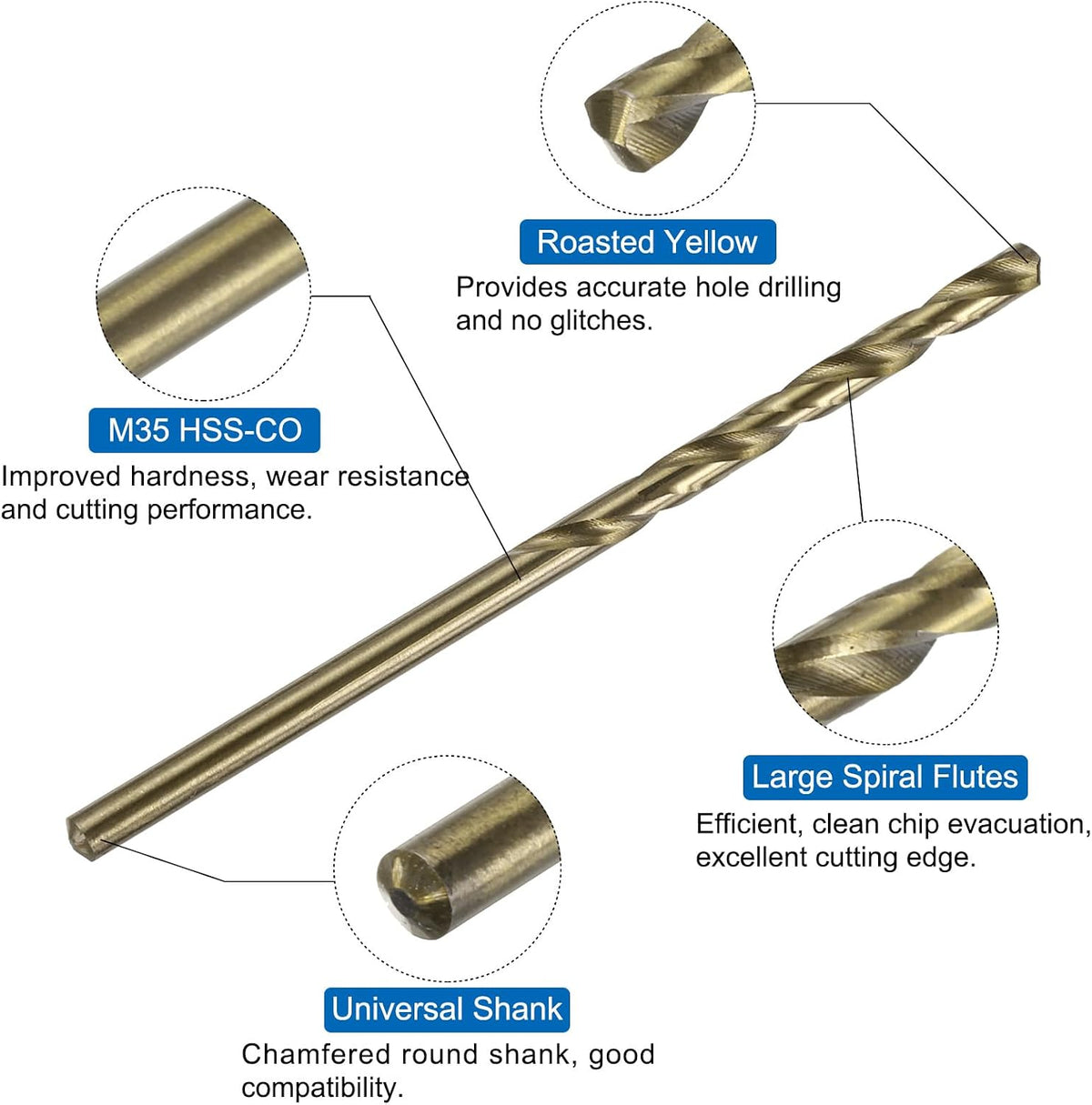uxcell Metric Tap & Drill Bit Set, 2pcs M3 x 0.5 Spiral Point Thread Taps Titanium Coated and 2pcs 2.5mm Twist Drill Bits Roasted Yellow, Screw Tapping Threading Tools