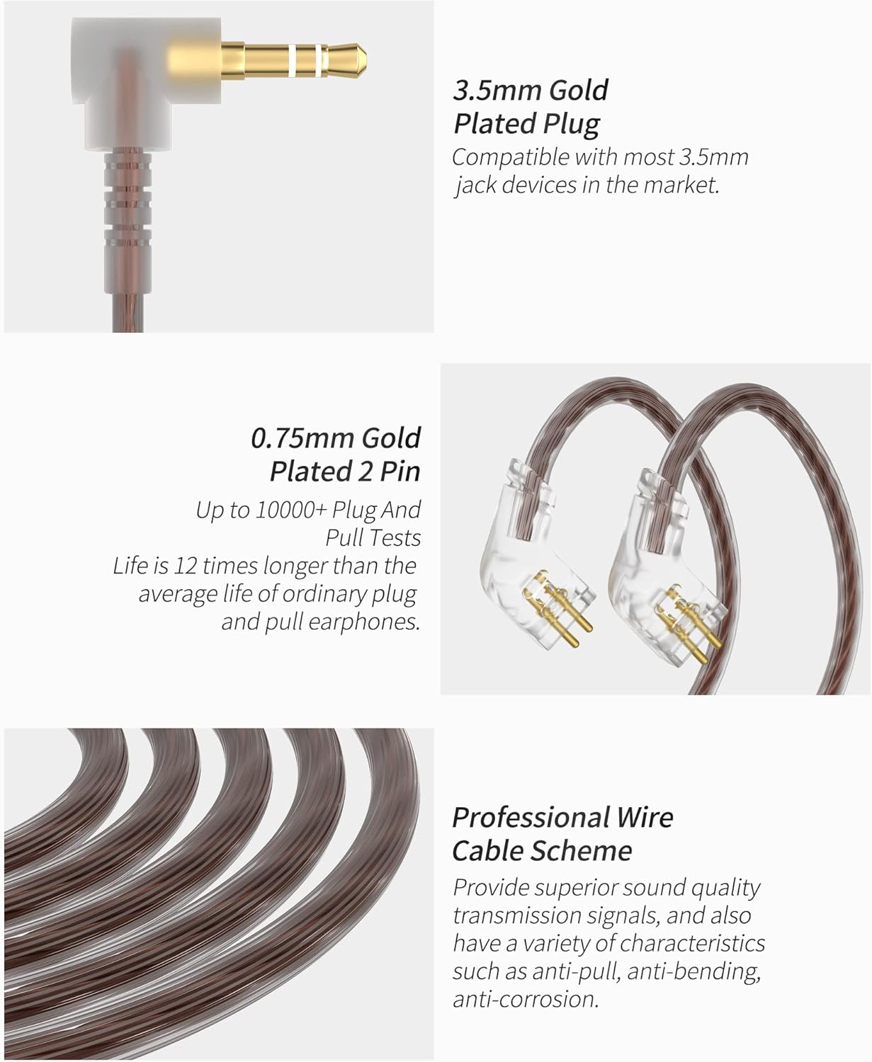 C10 in Ear Monitor Headphone 10 Hybrid Drivers Wired Earbud 4BA 1DD HiFi IEM Earphones Stereo Noise Isolating