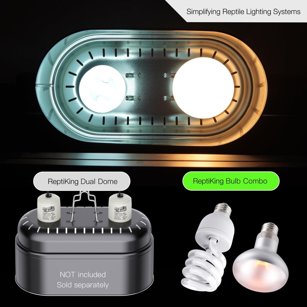 Reptile 100W Basking Spot Bulb & 10.0 24W UVA UVB Bulb Combo – Dual Pack Heat Lamp Bulbs for Reptiles & Amphibians