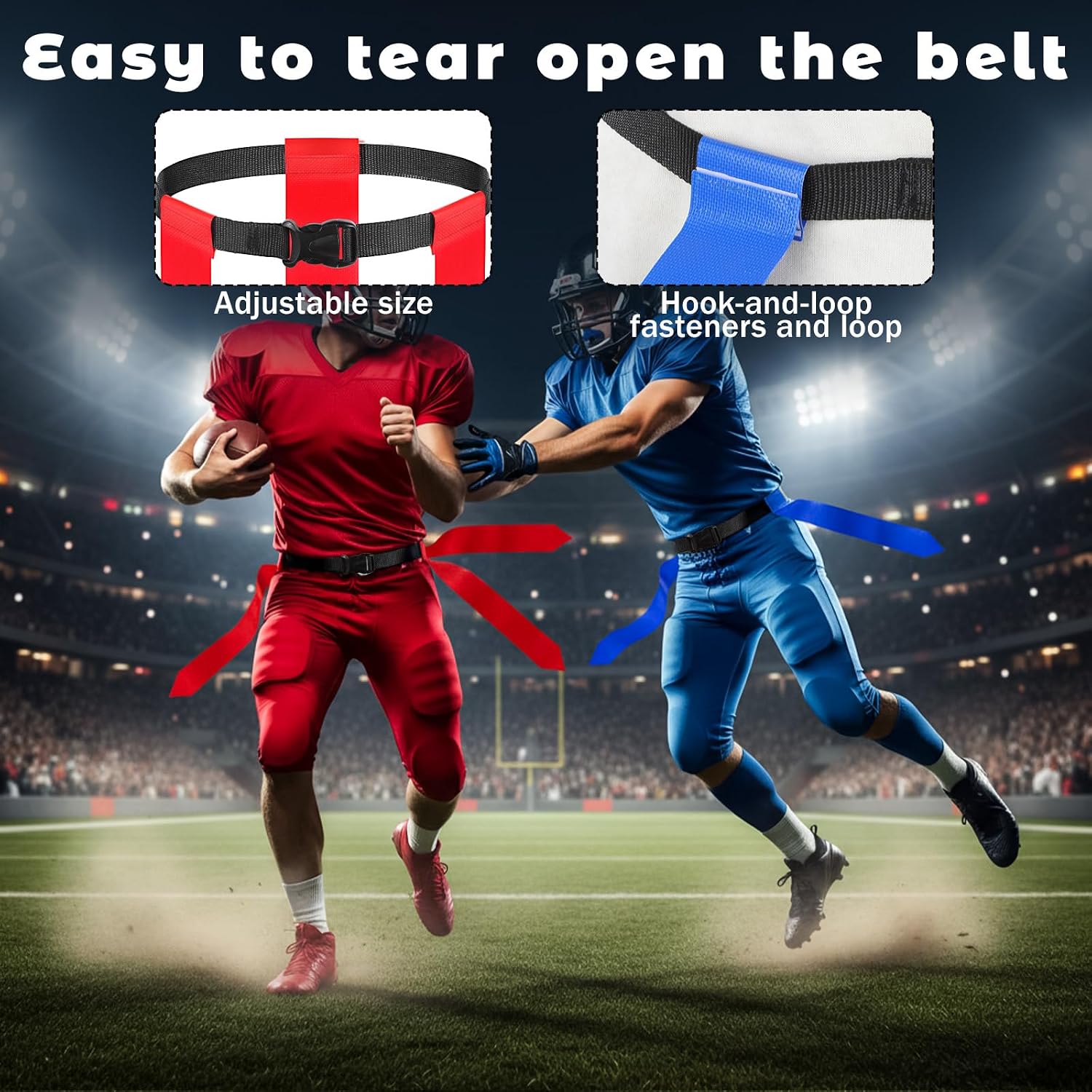 Flag Football Belts, 14 Player Adjustable Flag Football Belts with 42 Flags for Adults Youth Sports Training Competition