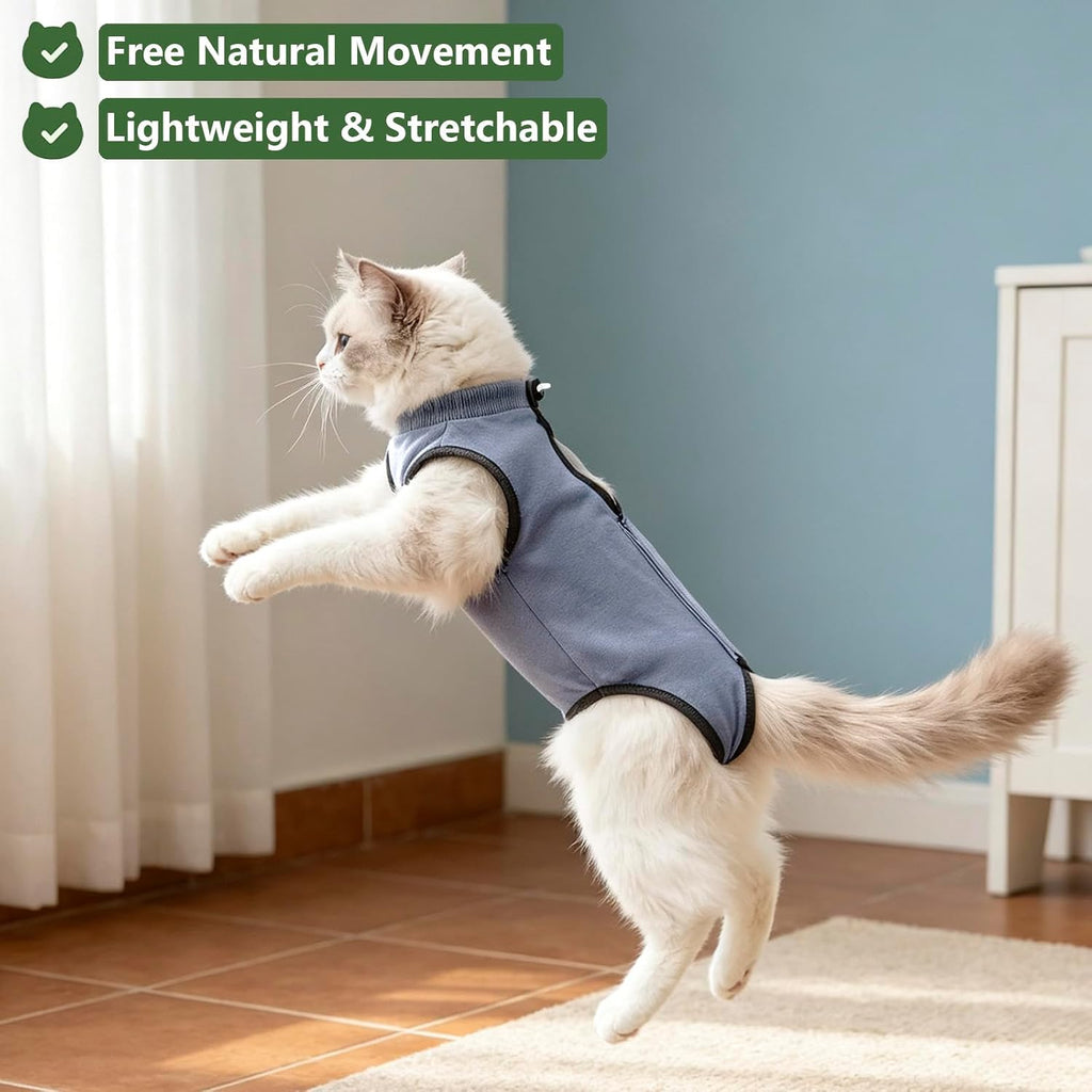 Cat Surgery Recovery Suit Cat Onesie for Cats After Surgery Spay Surgical Abdominal Wound Skin Diseases E-Collar