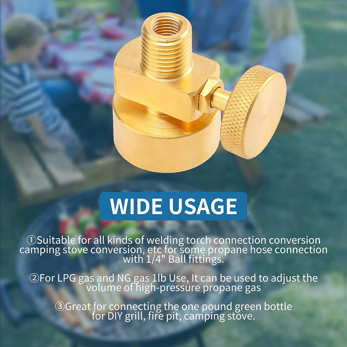 1LB Brass Propane Needle Control Valve with 1/4’’ NPT Male Thread