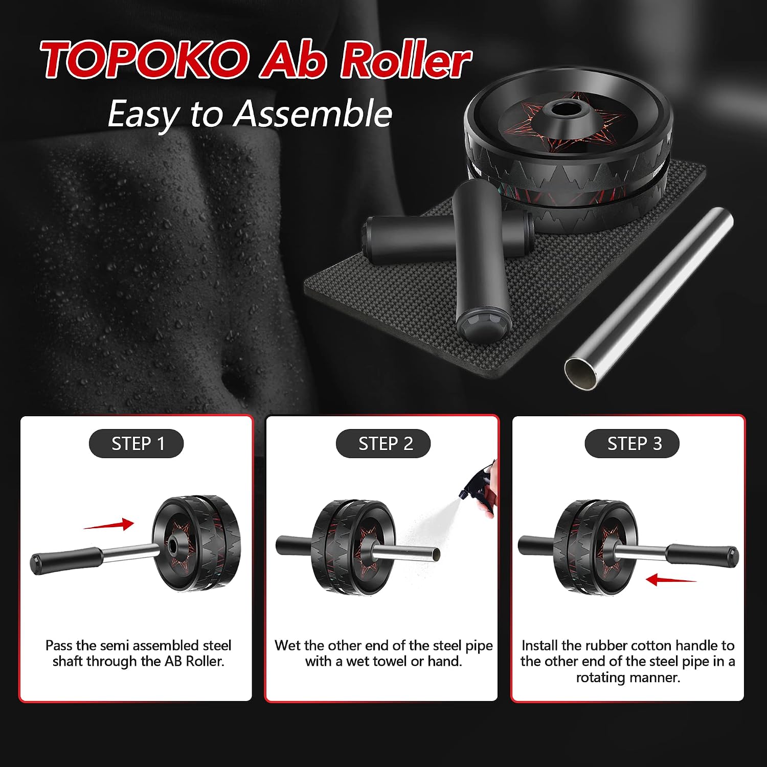 AB Roller Wheel - Ab Roller for Abdominal Workout and Core Strength Training, Portable Ab Wheel Roller Exercise for