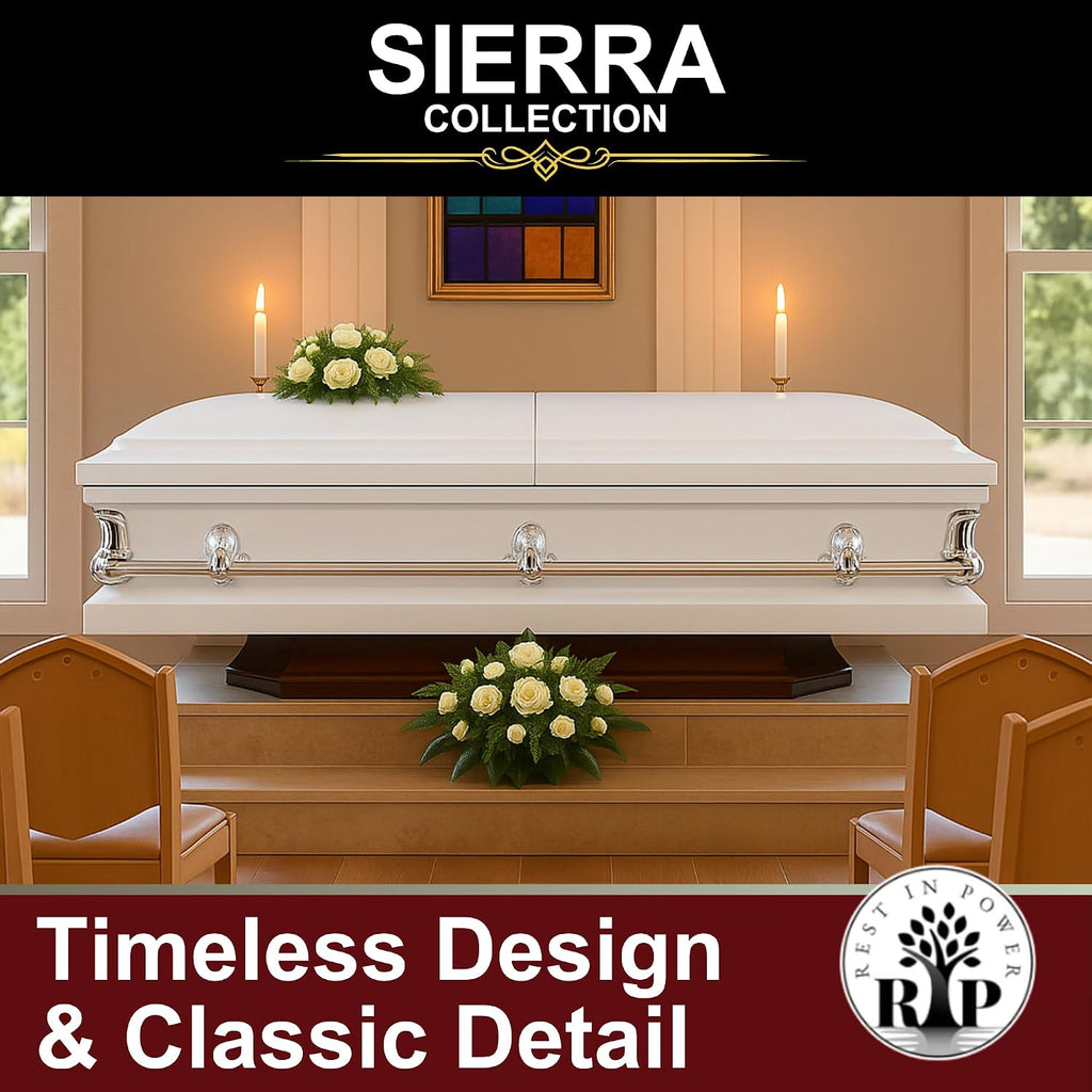 Sierra Steel Burial Casket, White Satin, Gasket Seal
