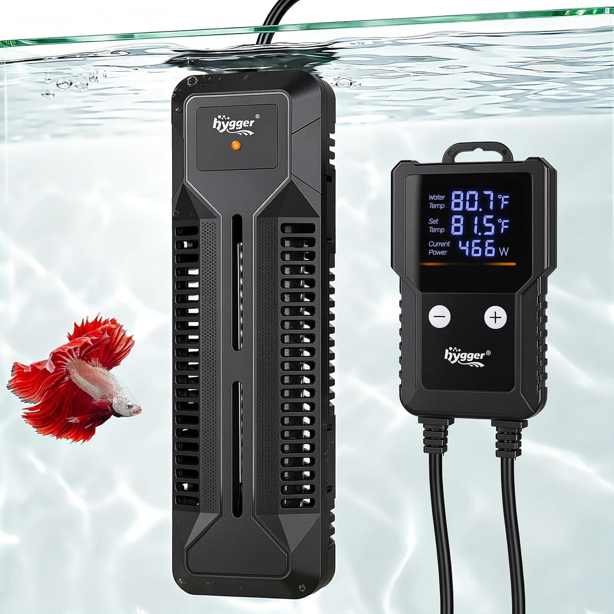 Submersible Aquarium Heater 300W with Smart Inverter Technology, External Digital Controller Adjustable Temperature