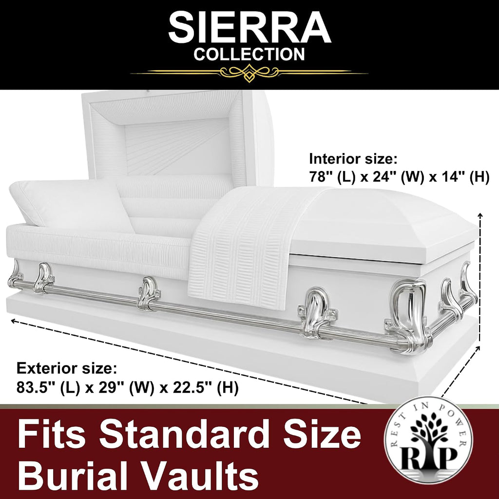 Sierra Steel Burial Casket, White Satin, Gasket Seal