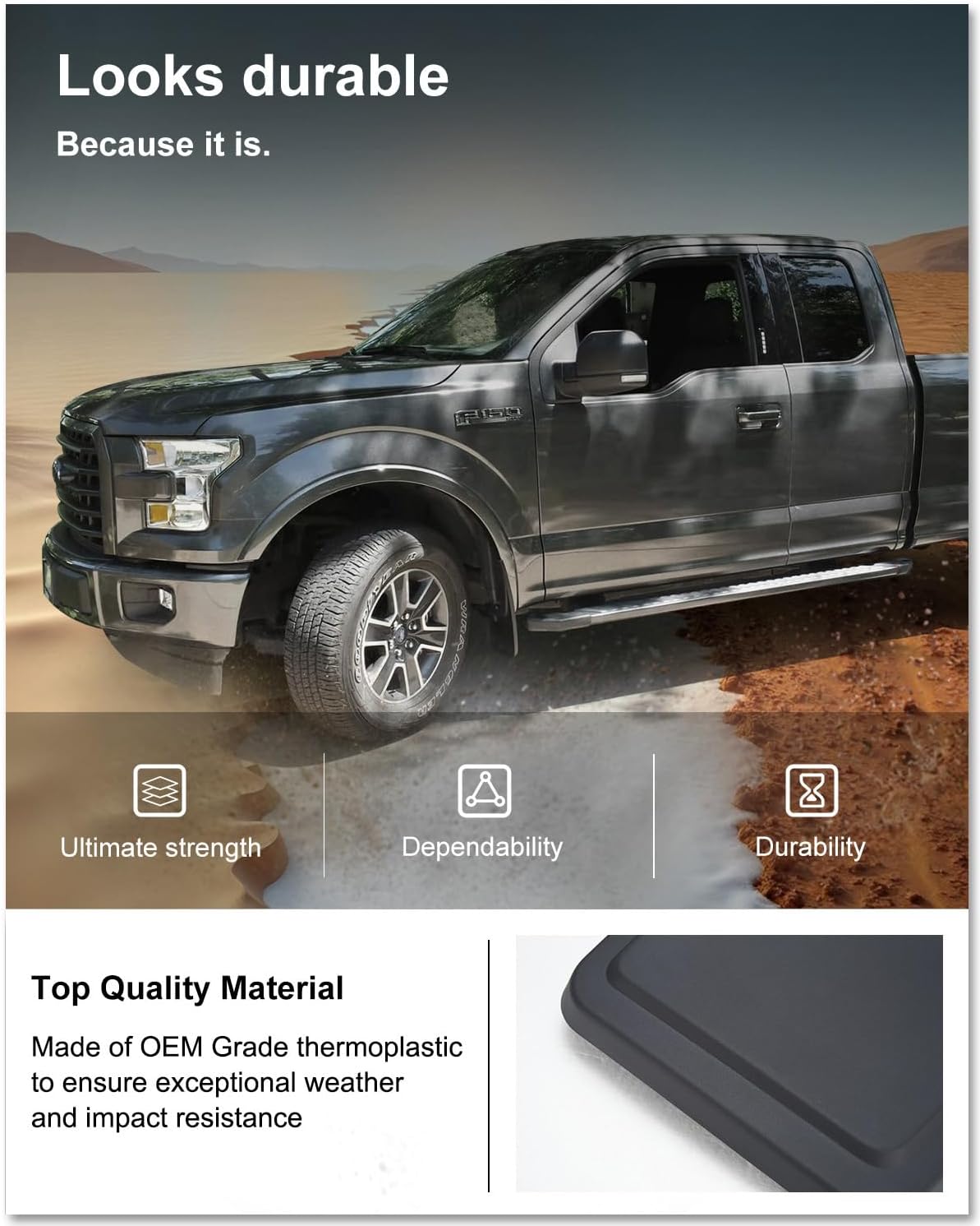 No Drill Mud Flaps for 2021-2026 Ford F-150 Without Fender | OEM Replacement # ML3Z-16A550-AA, ML3Z-16A550-BA, Heavy