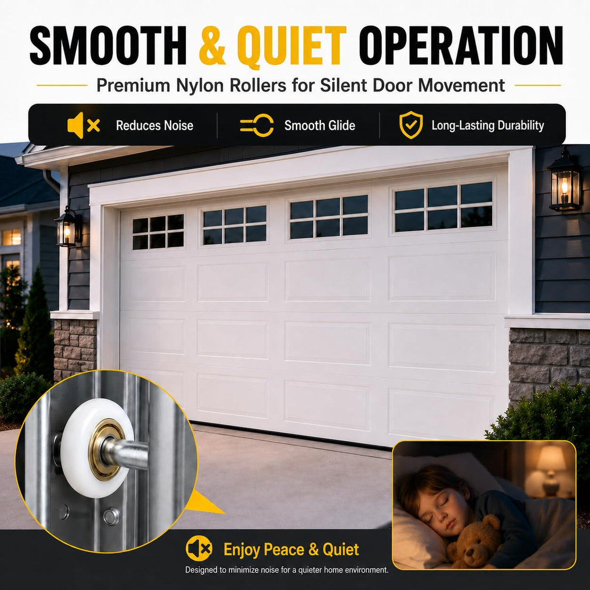Arlenix 7 ft Garage Door Hardware Kit with Rollers Hinges Cable