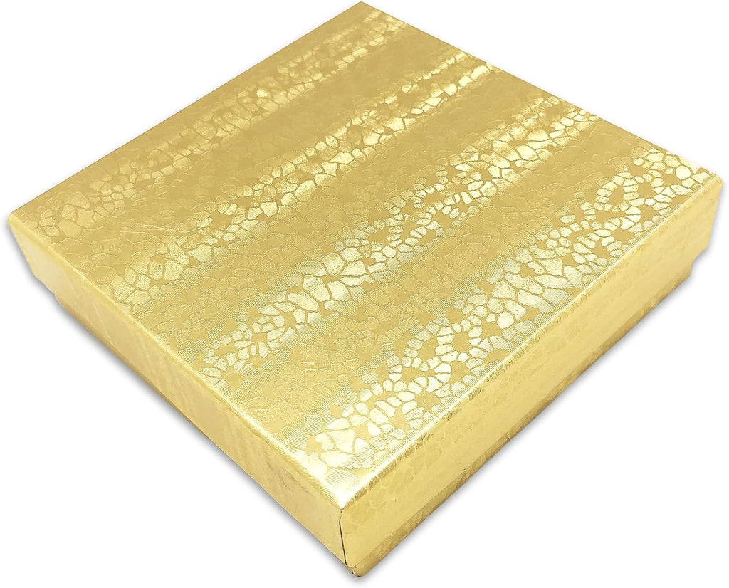 TheDisplayGuys 100 Cardboard Jewelry Gift Boxes with Inserts - Gold Foil
