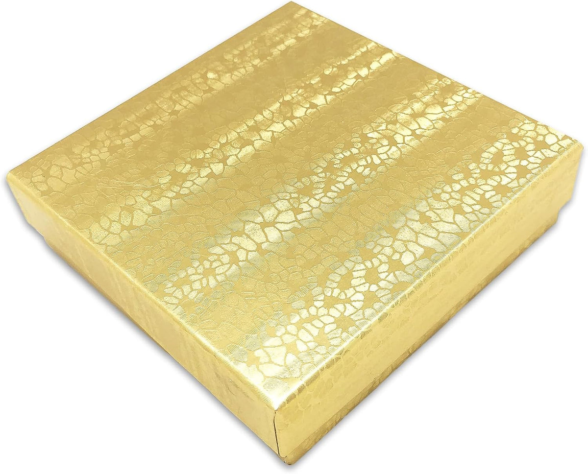 TheDisplayGuys 100 Cardboard Jewelry Gift Boxes with Inserts - Gold Foil