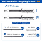 60Pack Black Cable Railing Swage Lag Screws for Wood Post CK17