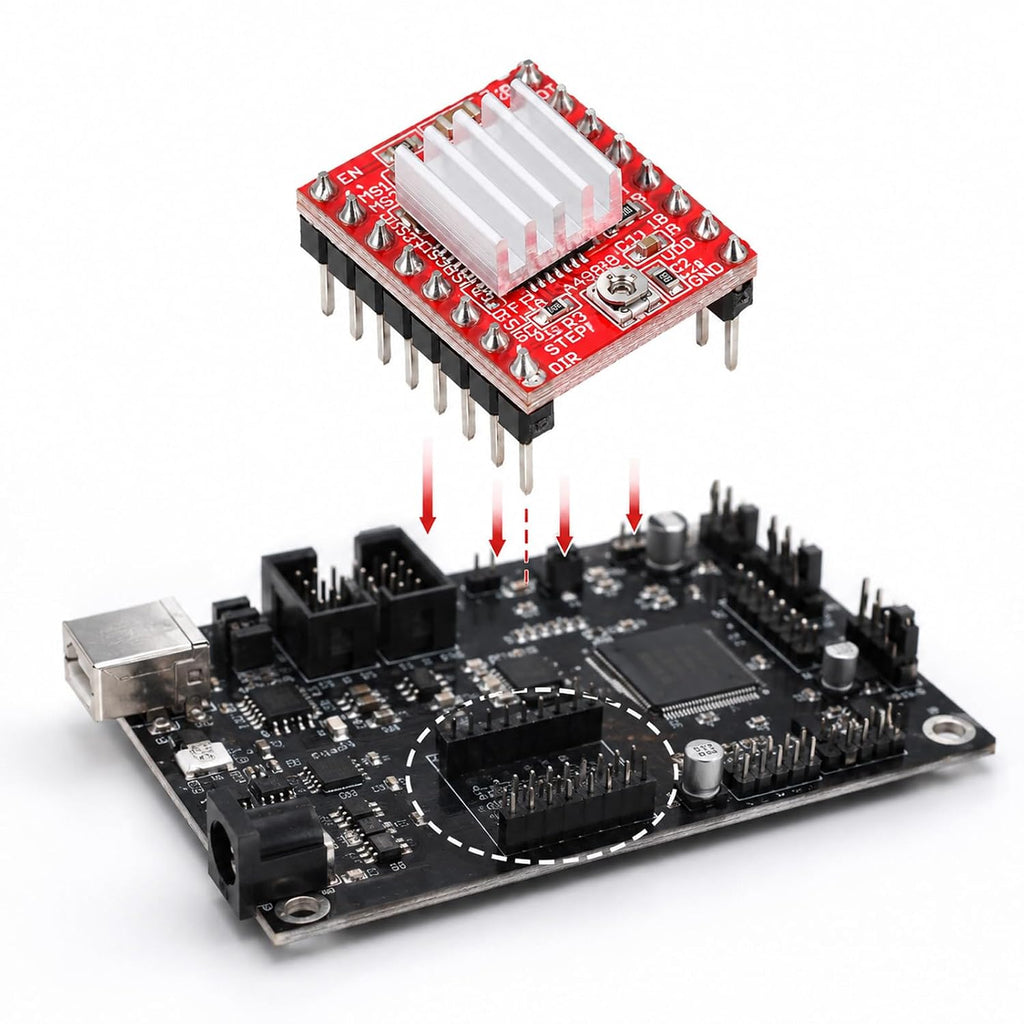 Trinkrittey 5 Pcs A4988 Stepper Motor Driver Module with Heat Sink
